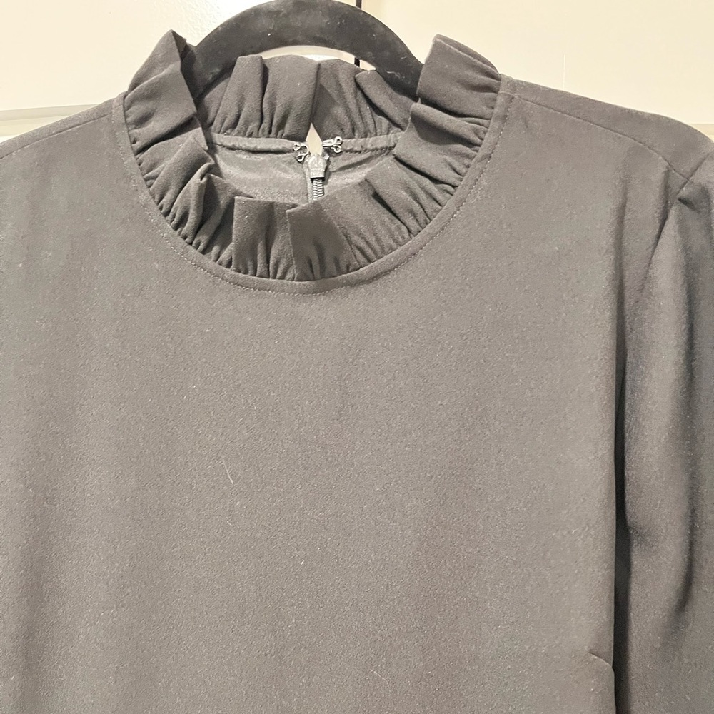 J.Crew black ruffle neck black mini dress size 6 - Picture 9 of 12
